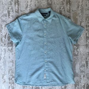 Perry Ellis Blue Linen Button Down Shirt - Excellent Condition